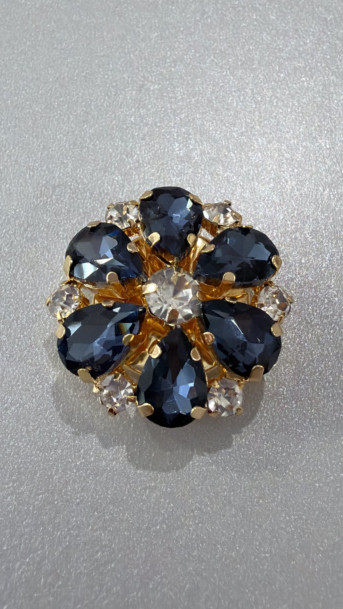 Isabelle — Bijou de bouton - Floral bleu marine