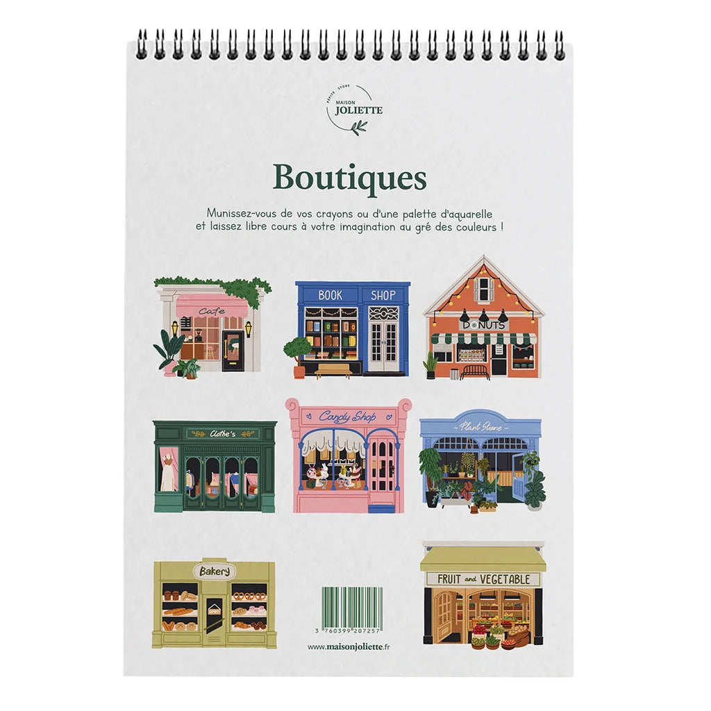 Carnet de coloriage ou de peinture « Boutiques » - A4