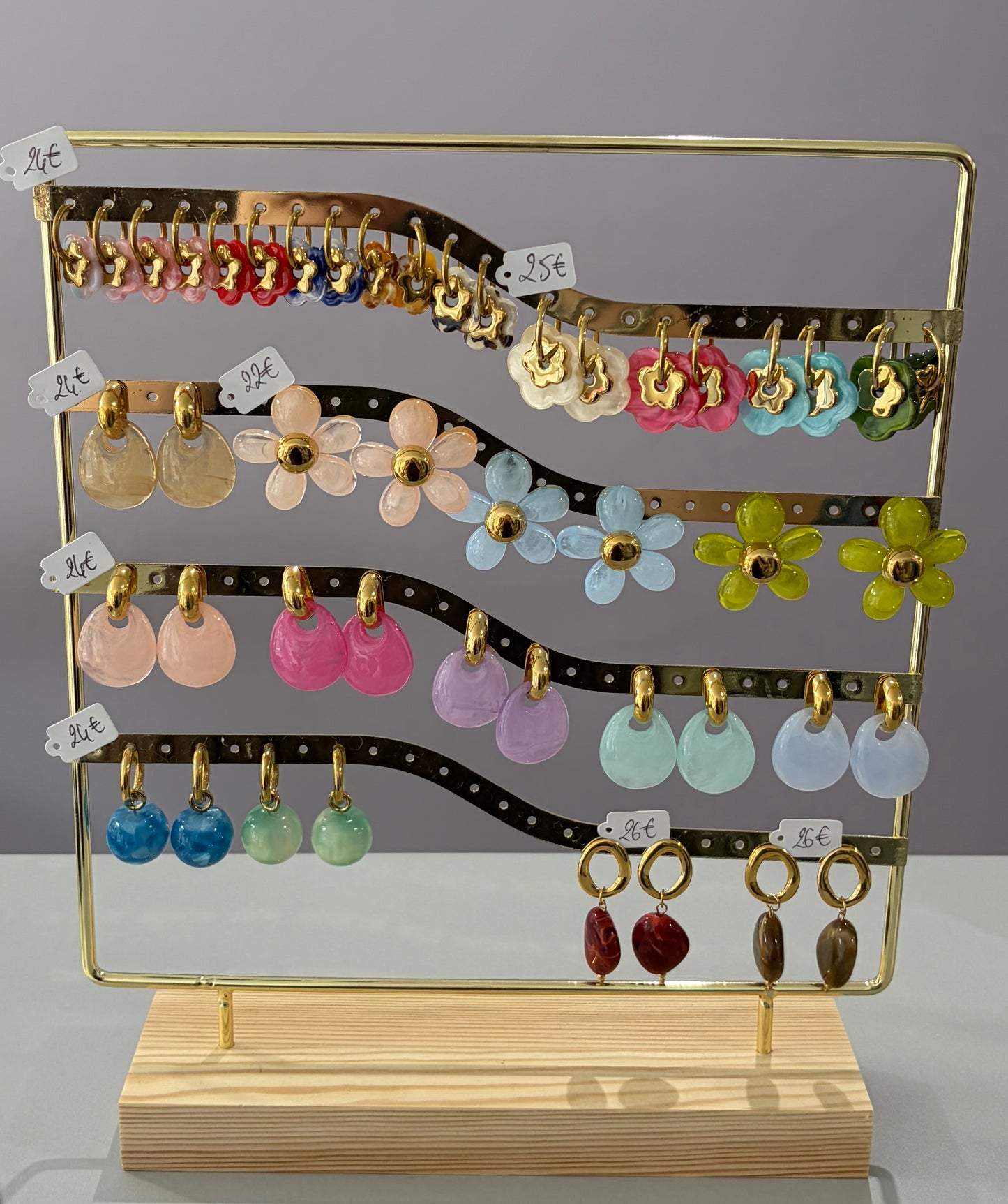 Boucles d’oreilles créoles Flower - plusieurs couleurs disponibles