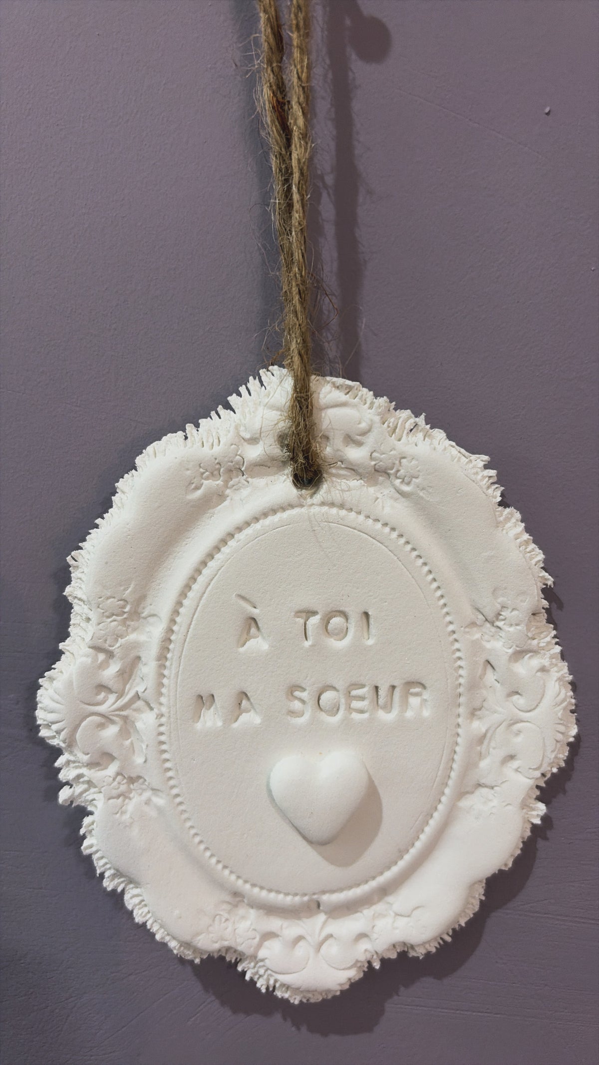 Plaque décorative « À toi ma sœur » - à suspendre ou à poser - argile
