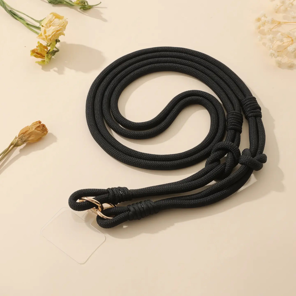 Sangle de téléphone en corde - Simple, élégante & pratique - Noir