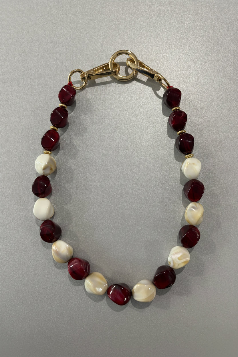 Chaîne de téléphone (courte) - effet marbre et bordeaux