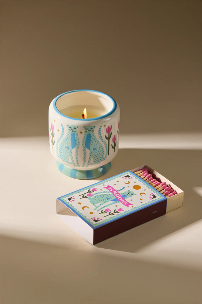 Boite d'allumettes Adopo « Blue Cheetah » - 75 Allumettes