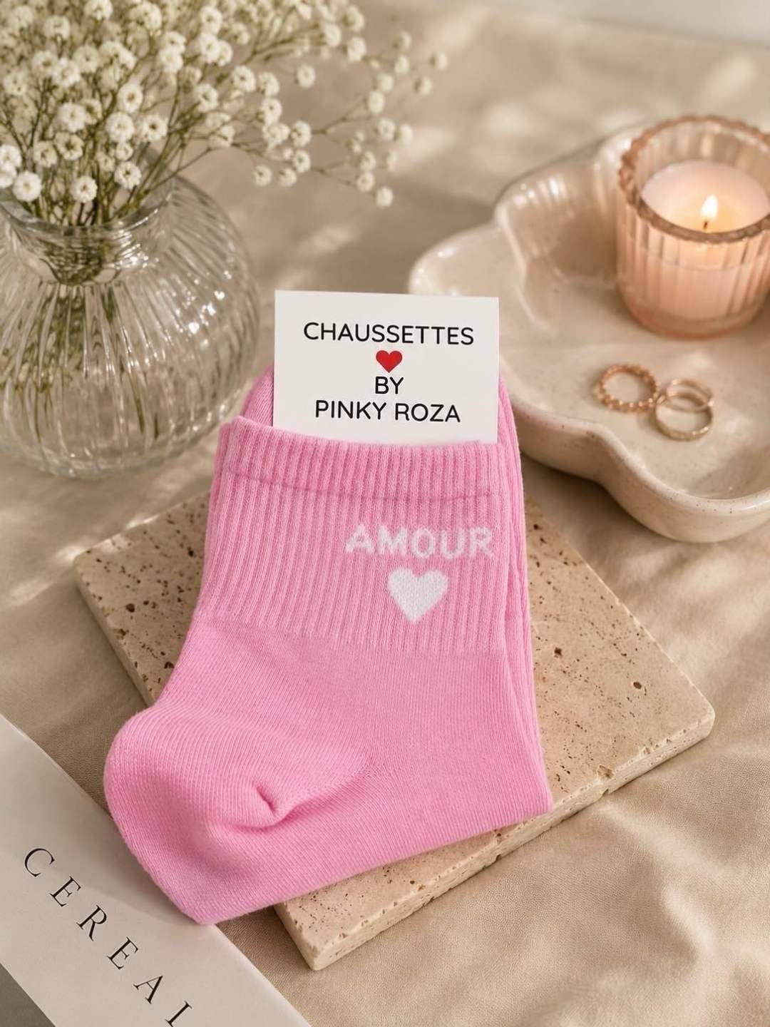 Chaussettes « Amour » - Rose/blanc