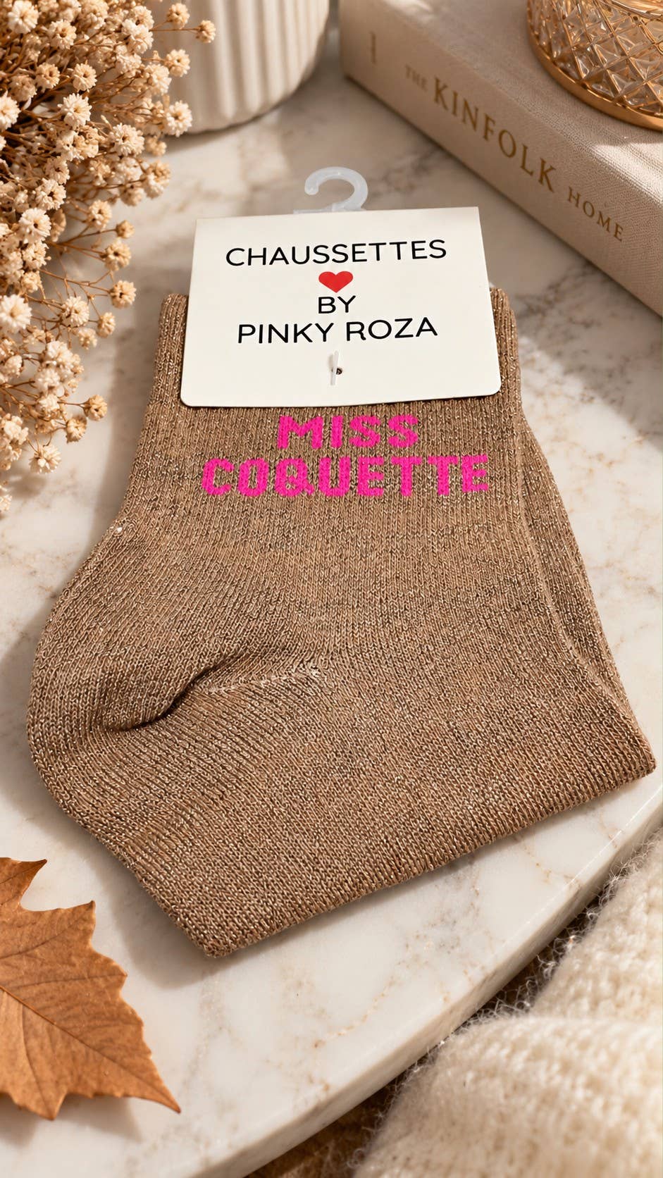 Chaussettes à paillettes « Miss coquette » - champagne