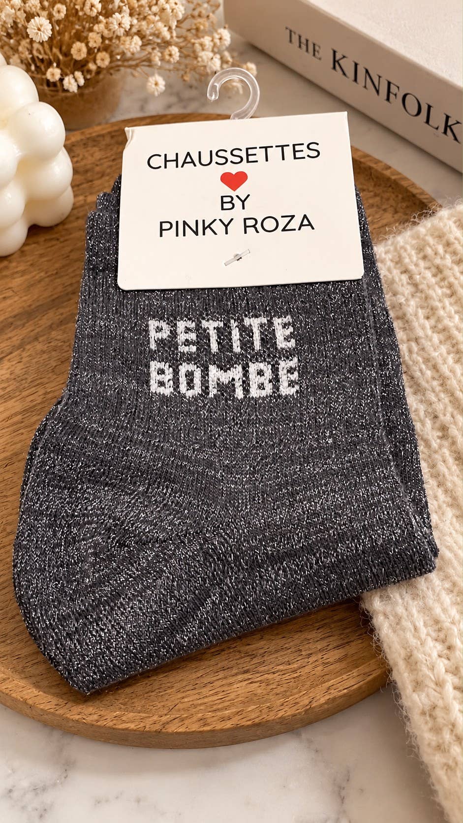 Chaussettes à paillettes « Petite bombe » - gris