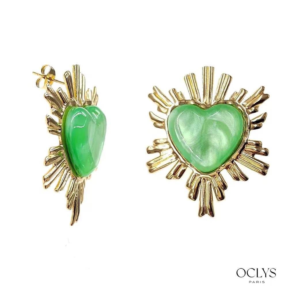 Boucles d’oreilles Nalina - corail ou vert