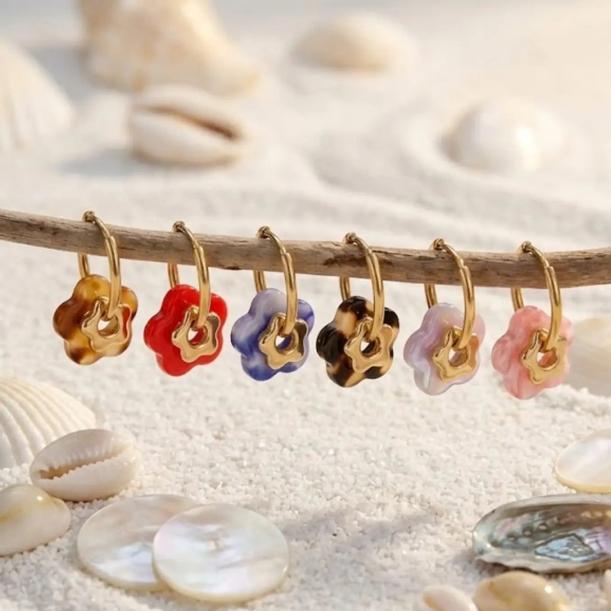 Boucles d’oreilles créoles Flower - plusieurs couleurs disponibles