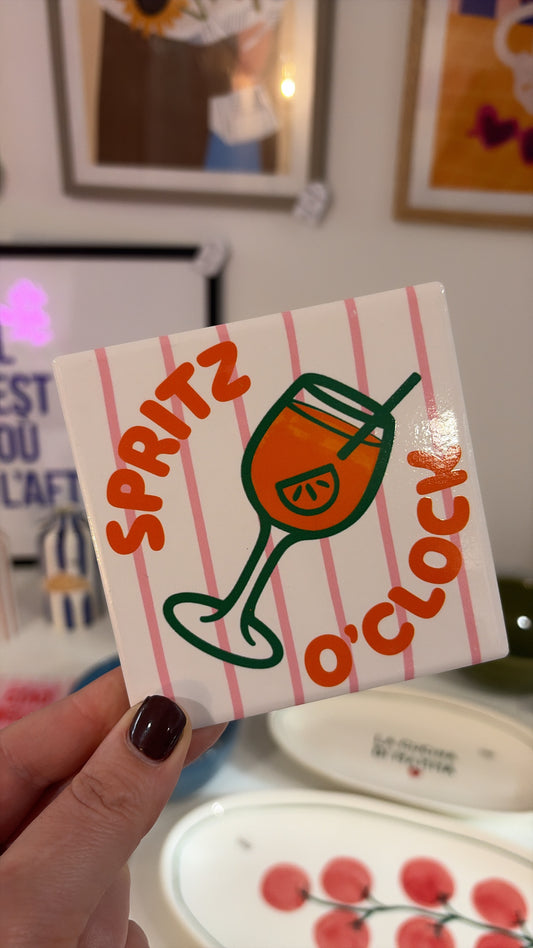 Carreau décoratif à poser - Dessous de verre « Spritz O’Clock »