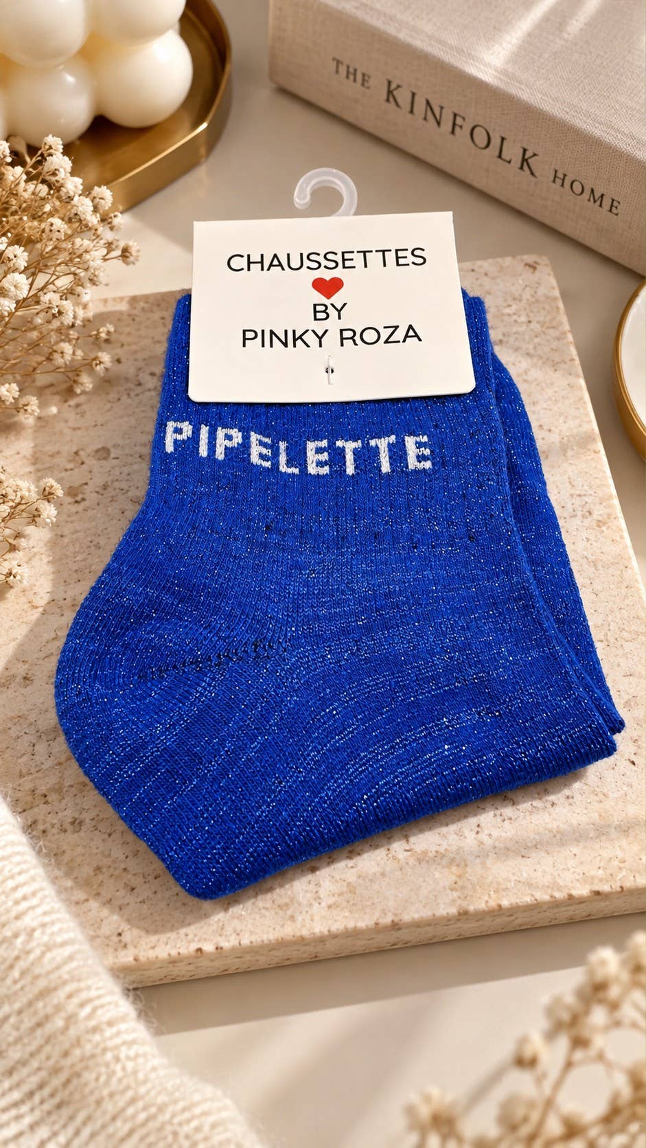 Chaussettes à paillettes « Pipelette » - bleu
