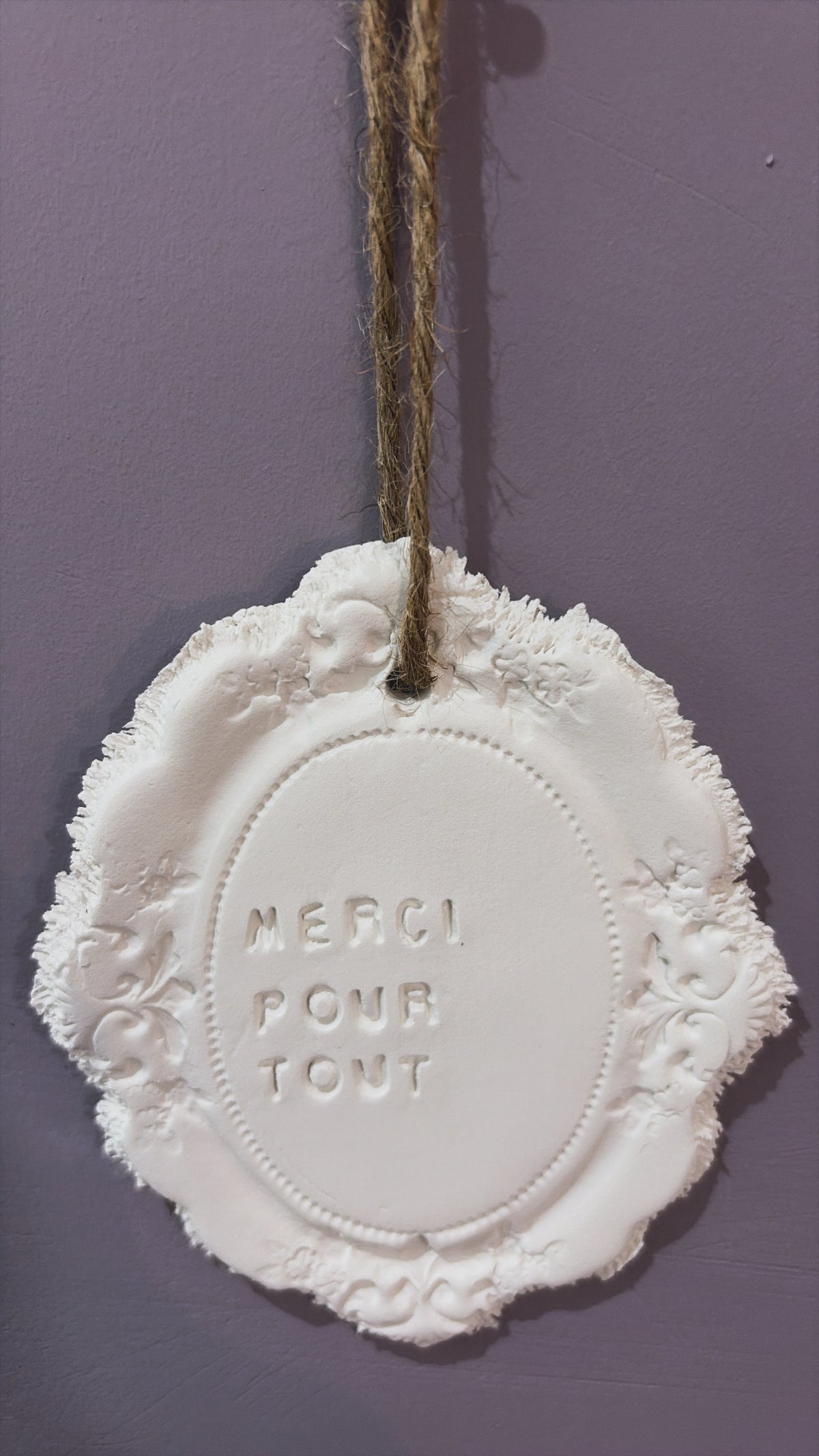 Plaque décorative « Merci pour tout » - à suspendre ou à poser - argile
