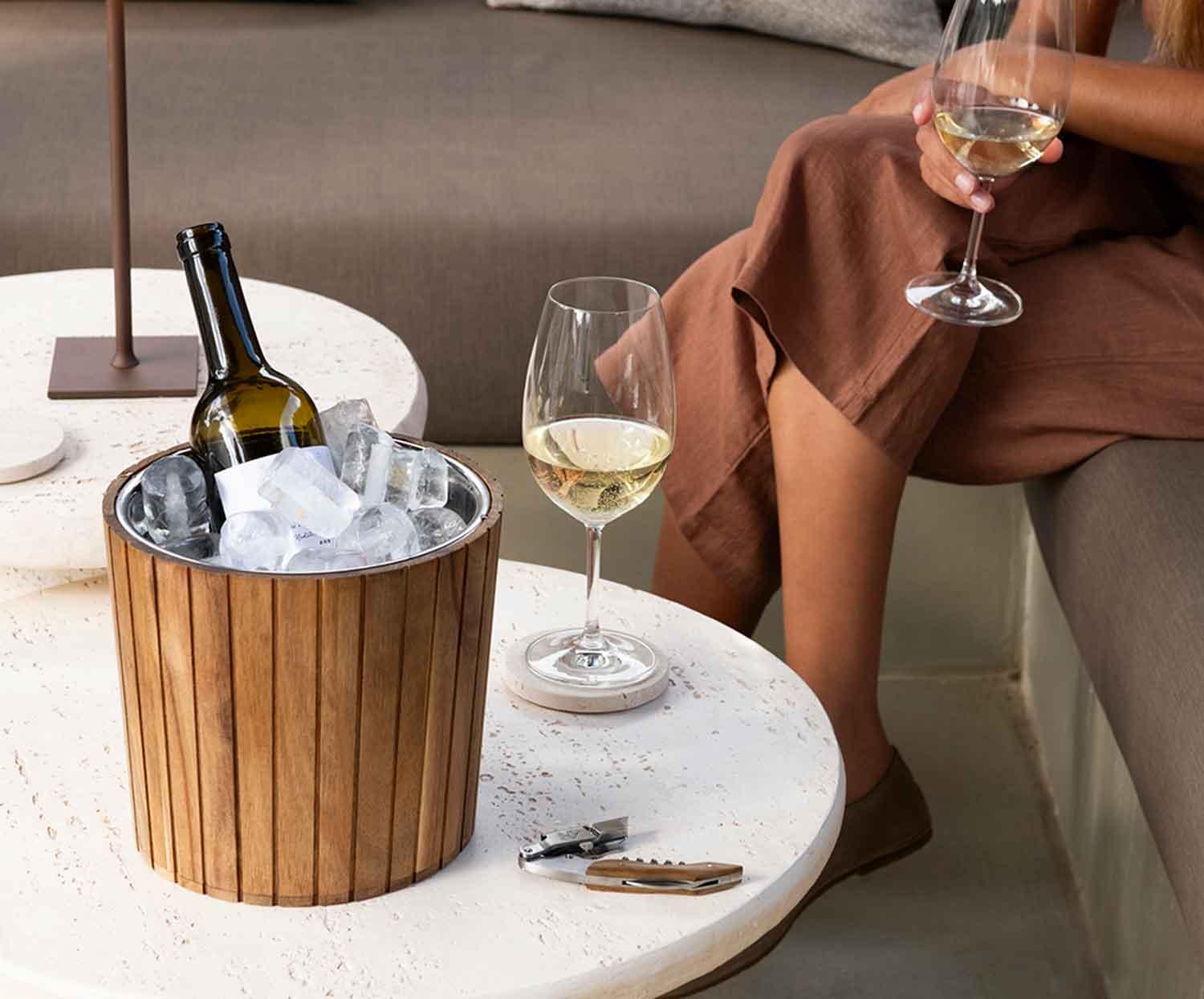 Seau à glace en bois d’acacia et inox – 3 L