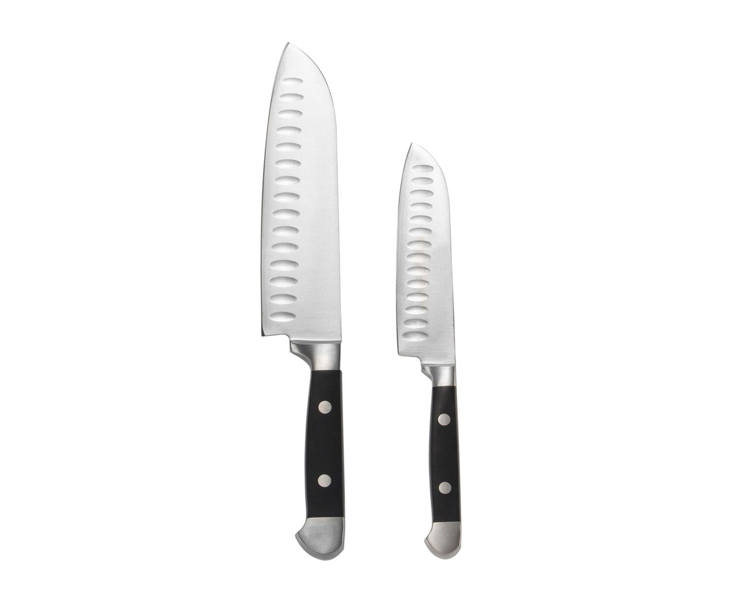 Set de 2 couteaux Santoku en acier inoxydable – Manche noir
