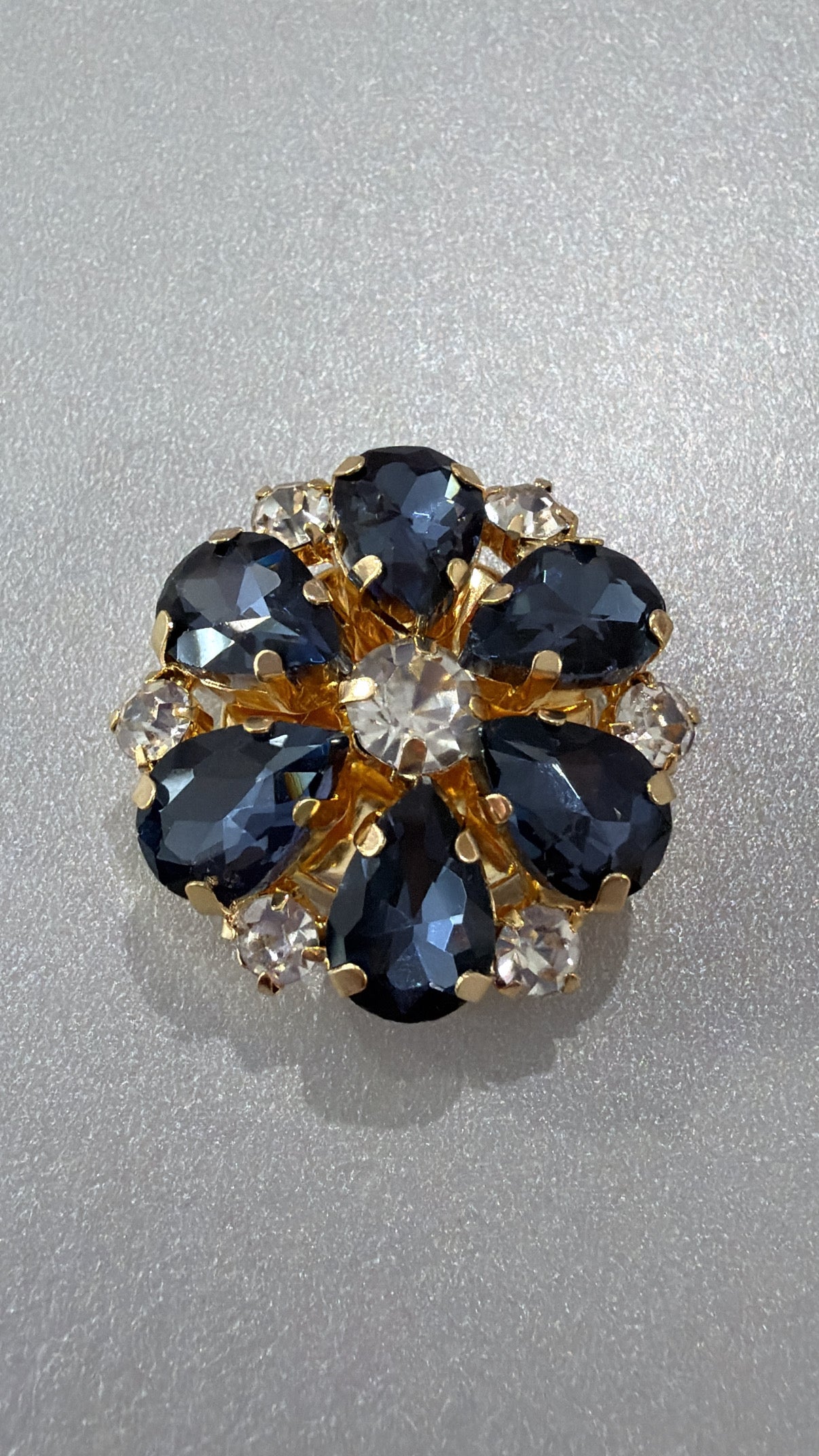 Isabelle — Bijou de bouton - Floral bleu marine