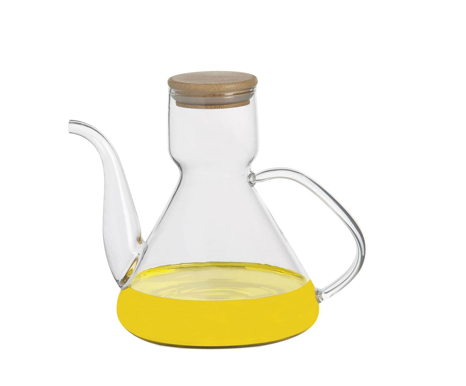 Huilier en verre borosilicaté avec couvercle en bambou – 500 ml