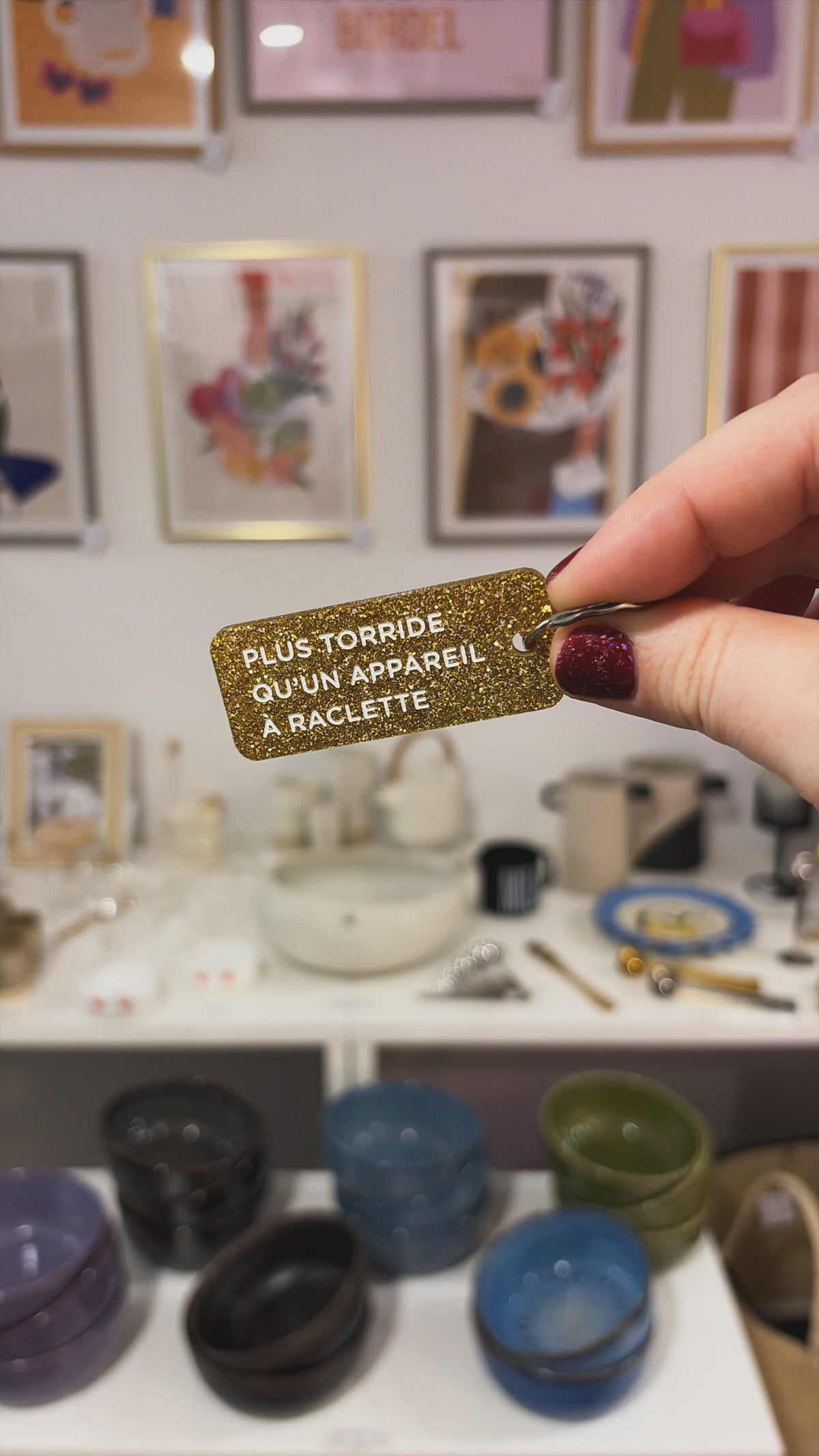 Porte-clé paillette - différentes phrases disponibles
