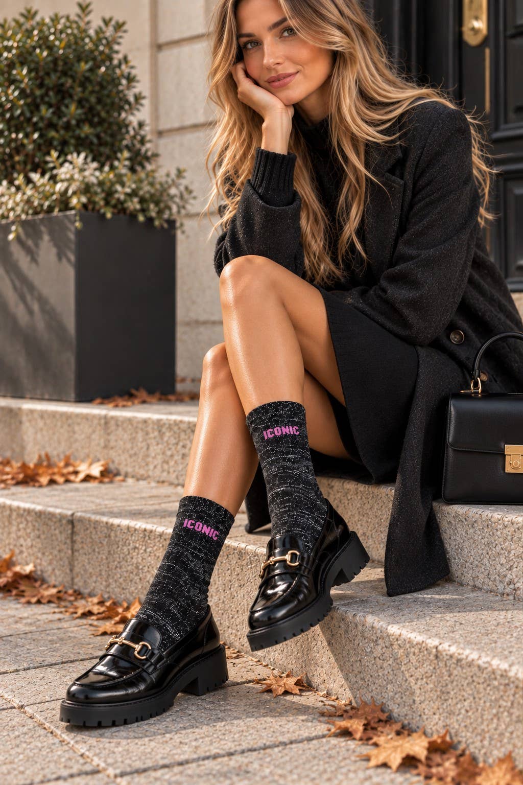 Chaussettes à paillettes « Iconic » - noir