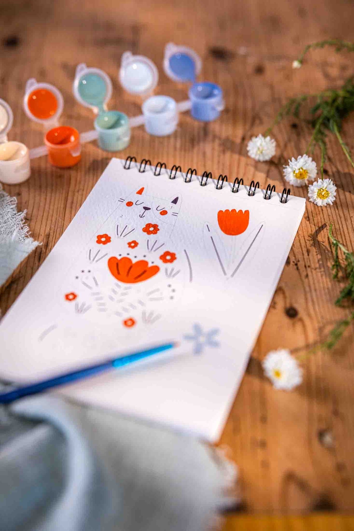 Peinture aux numéros « Chat fleuris » - A6