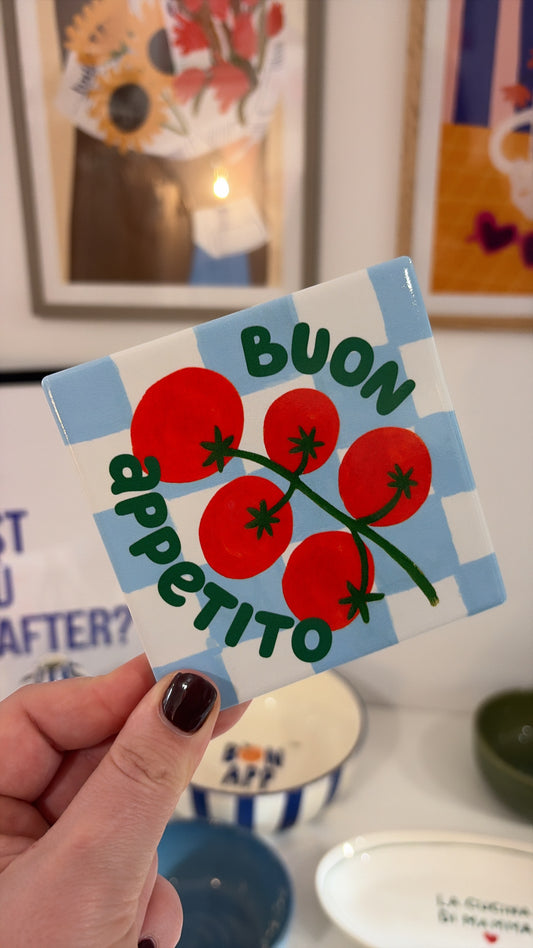 Carreau décoratif à poser - Dessous de verre « Buon appetito »