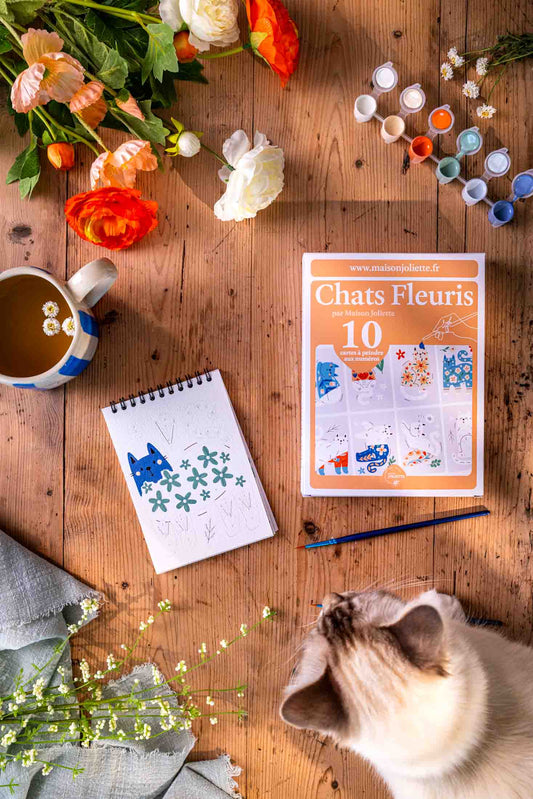 Peinture aux numéros « Chat fleuris » - A6