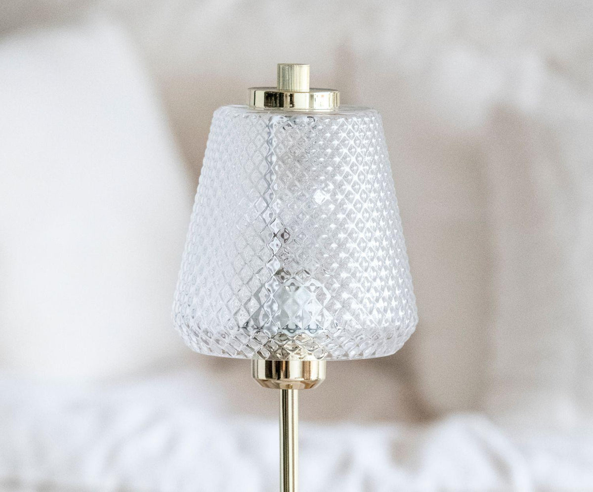 Lampe Elizabeth en verre et métal doré
