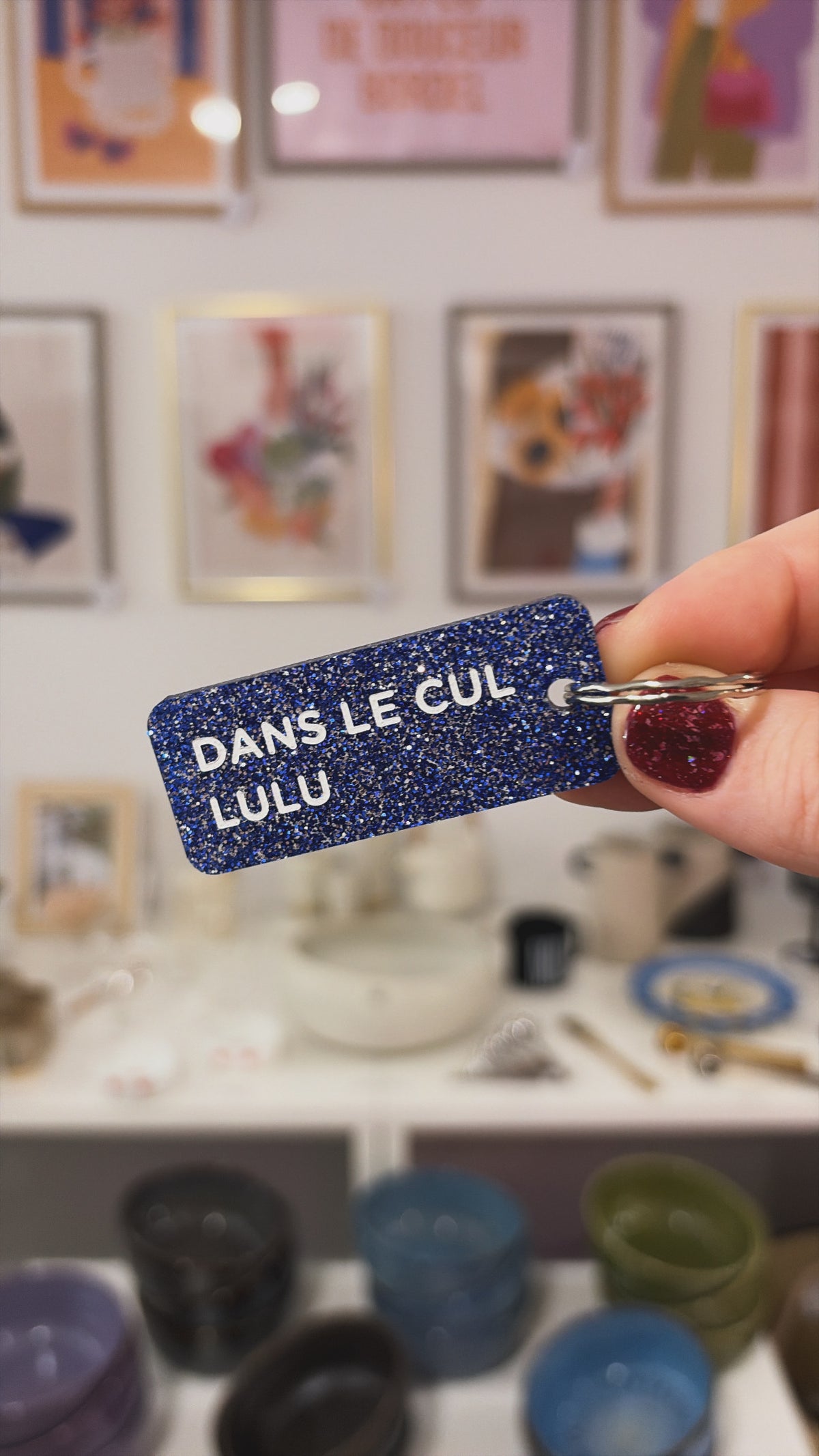 Porte-clé paillette - différentes phrases disponibles