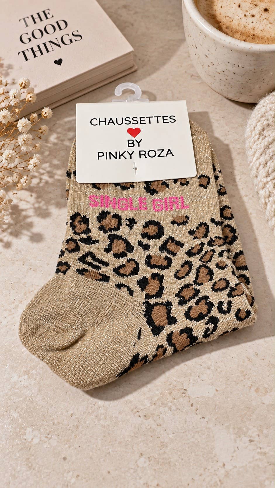 Chaussettes à paillettes « Single girl » - léopard