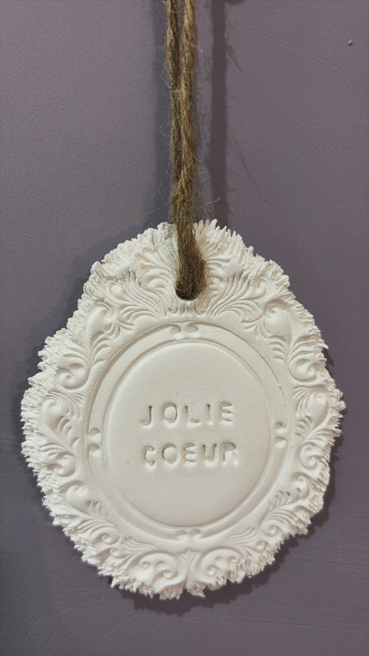 Plaque décorative « Jolie cœur » - à suspendre ou à poser - argile