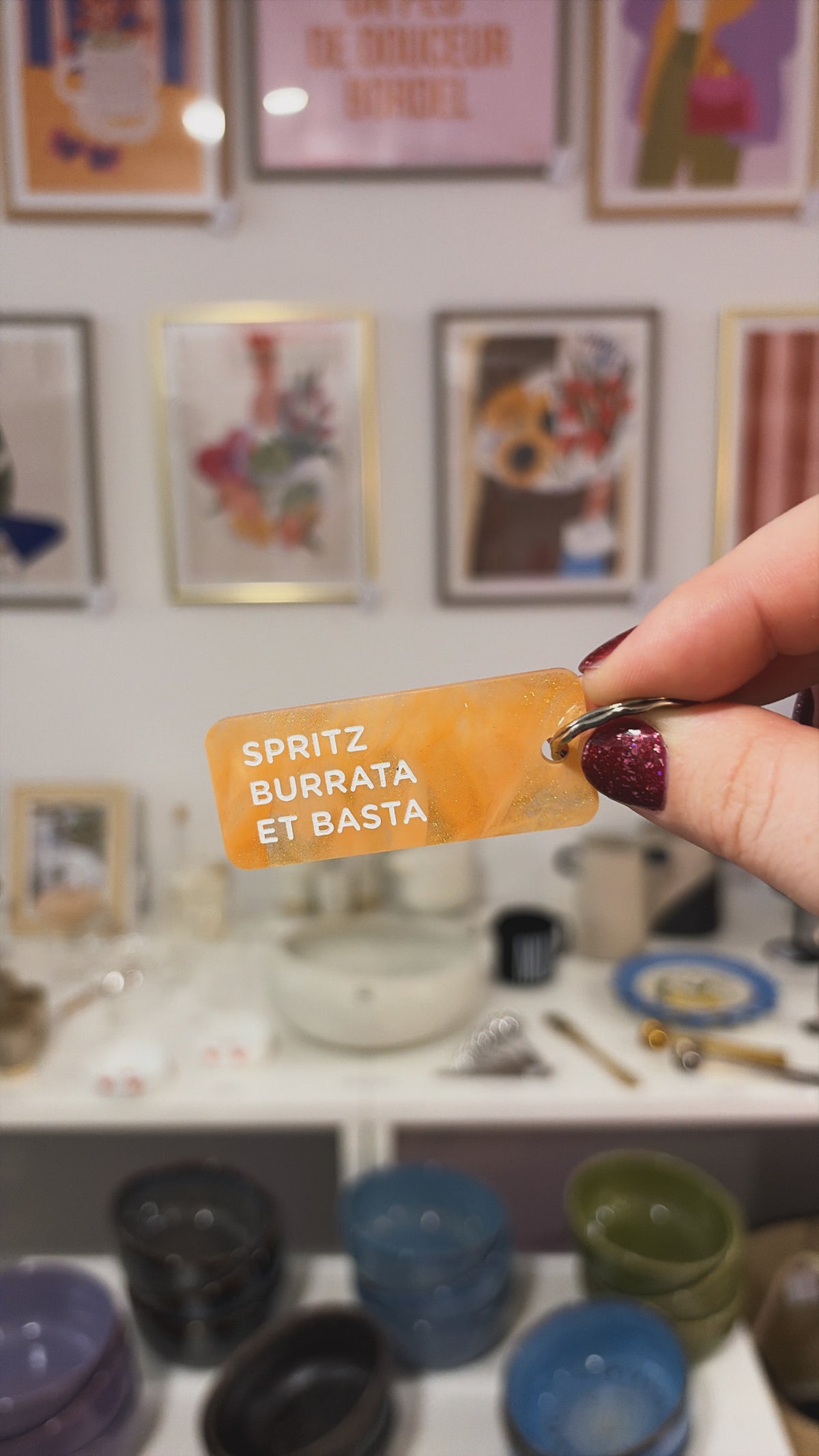 Porte-clé paillette - différentes phrases disponibles