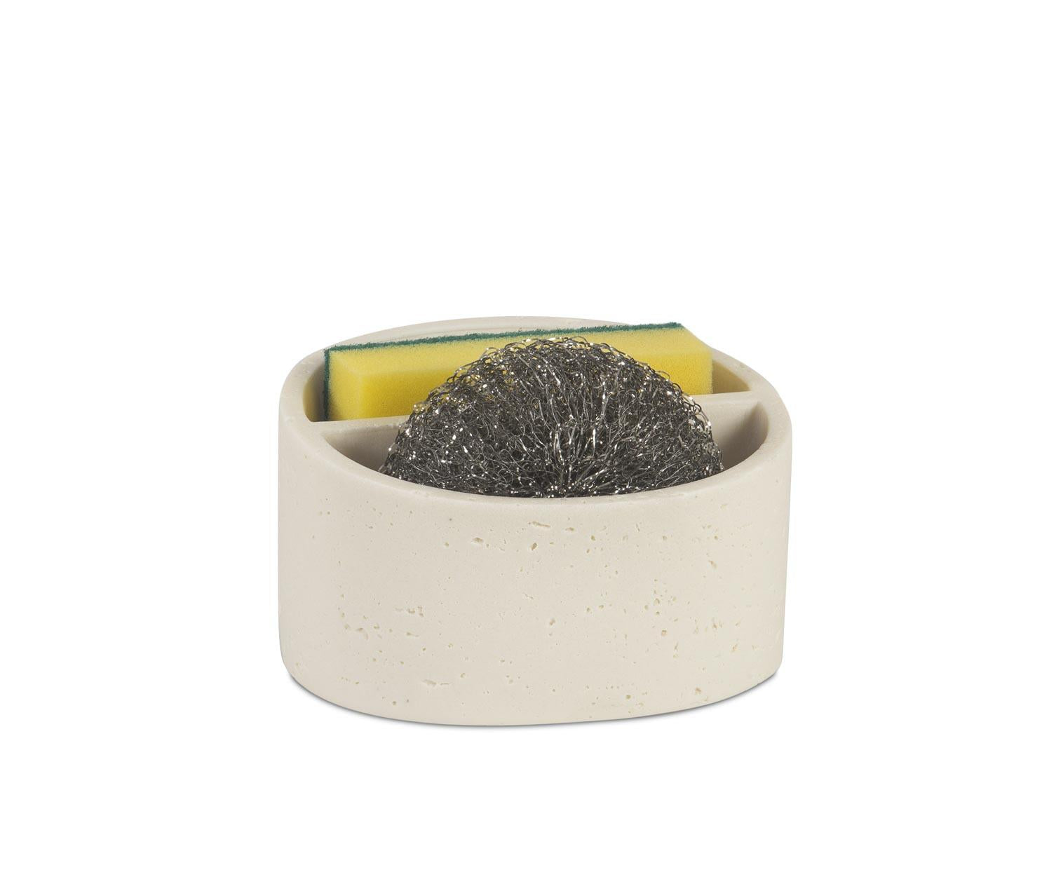 Support de grattoir et éponge en polyrésine effet travertin