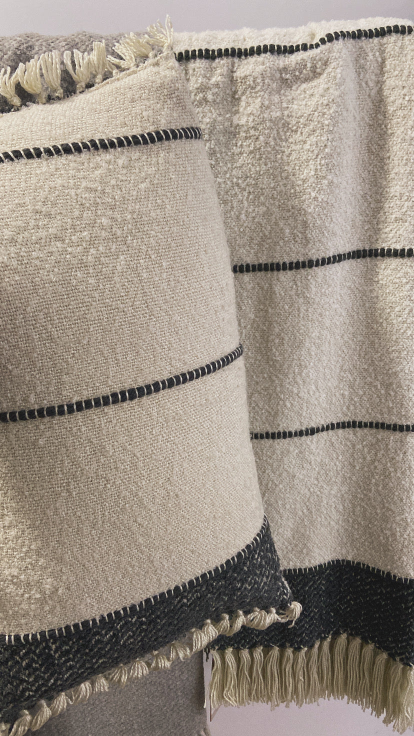 Plaid ultra douillet - Blanc cassé et noir