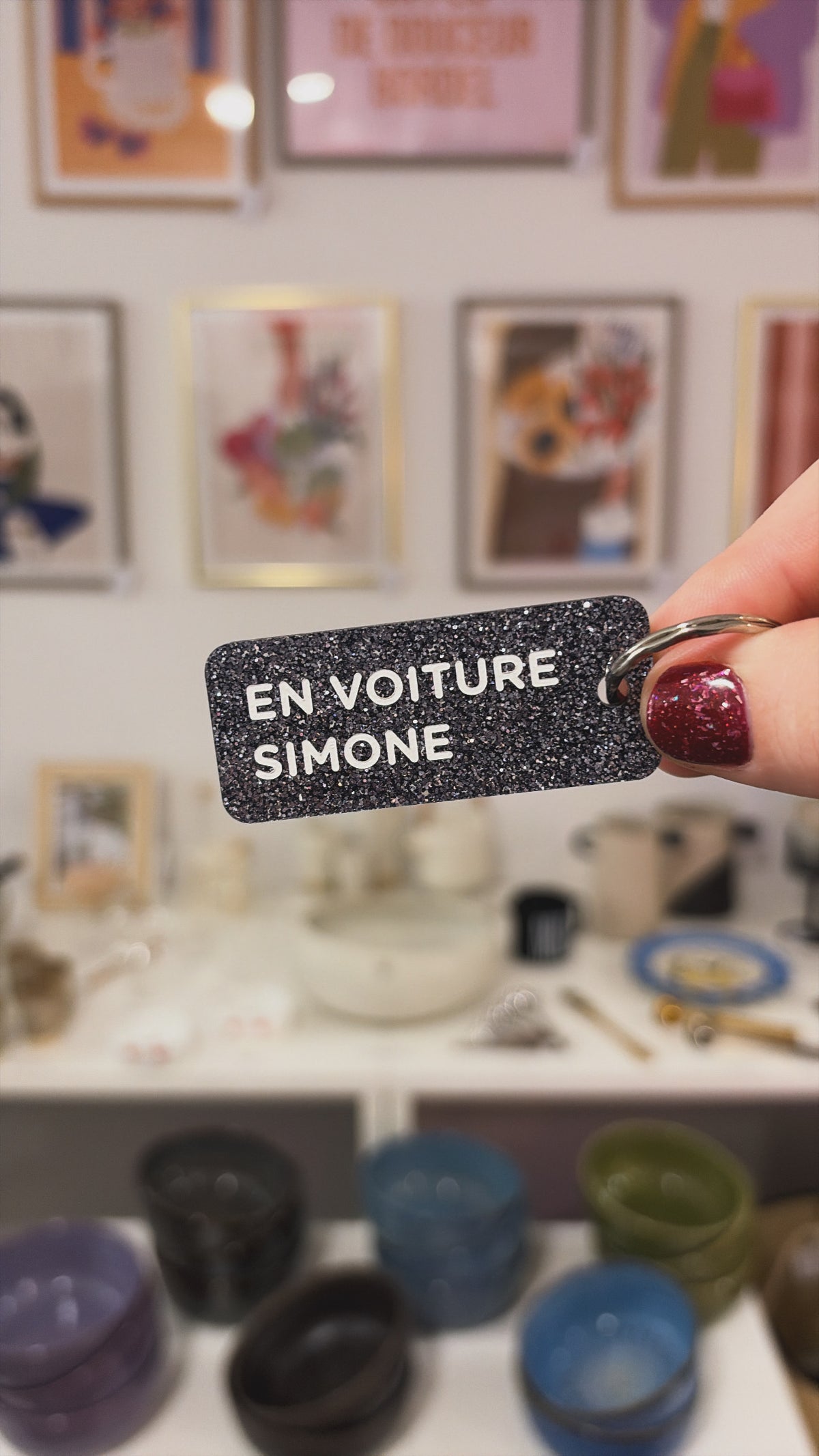 Porte-clé paillette - différentes phrases disponibles
