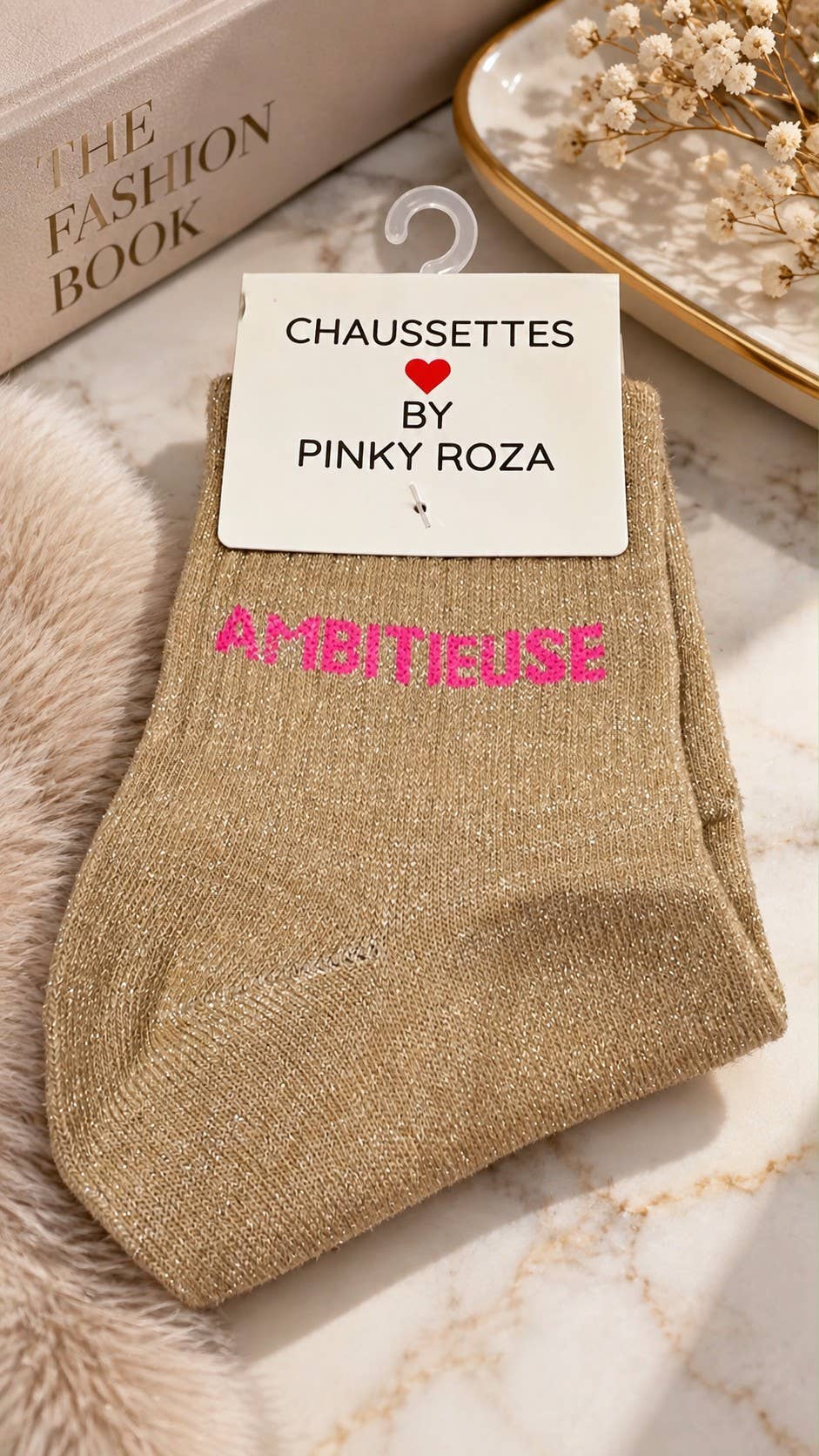 Chaussettes à paillettes « Ambitieuse » - Taupe