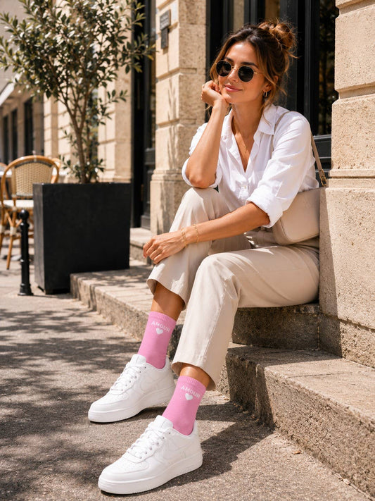 Chaussettes « Amour » - Rose/blanc
