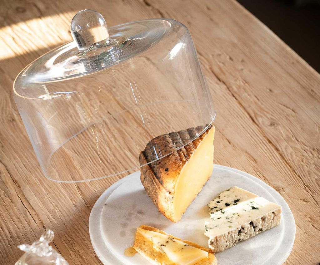 Cloche de service en marbre et verre