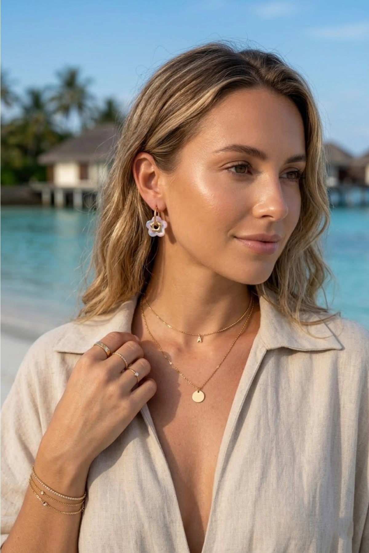 Boucles d’oreilles créoles Flower - plusieurs couleurs disponibles
