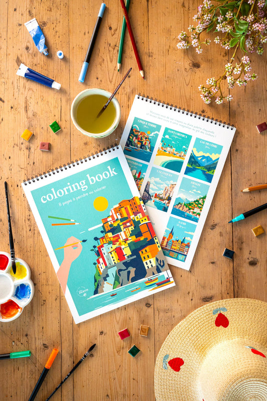 Carnet de coloriage ou de peinture « Voyage voyage » - A4