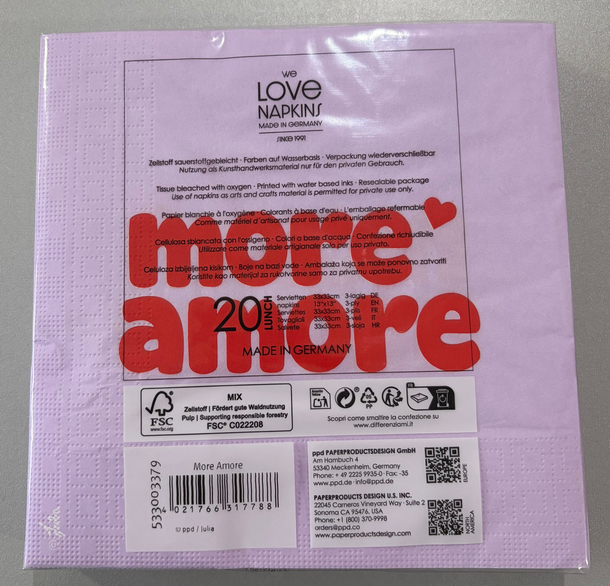 Serviettes en papier x20 - More amor