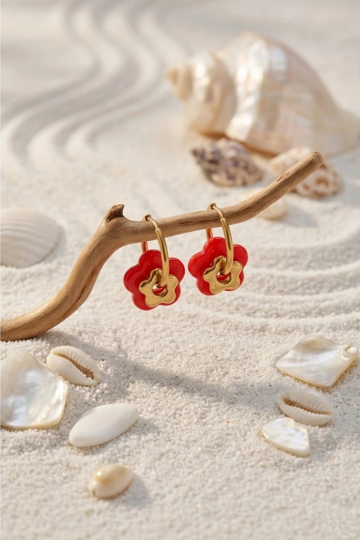Boucles d’oreilles créoles Flower - plusieurs couleurs disponibles