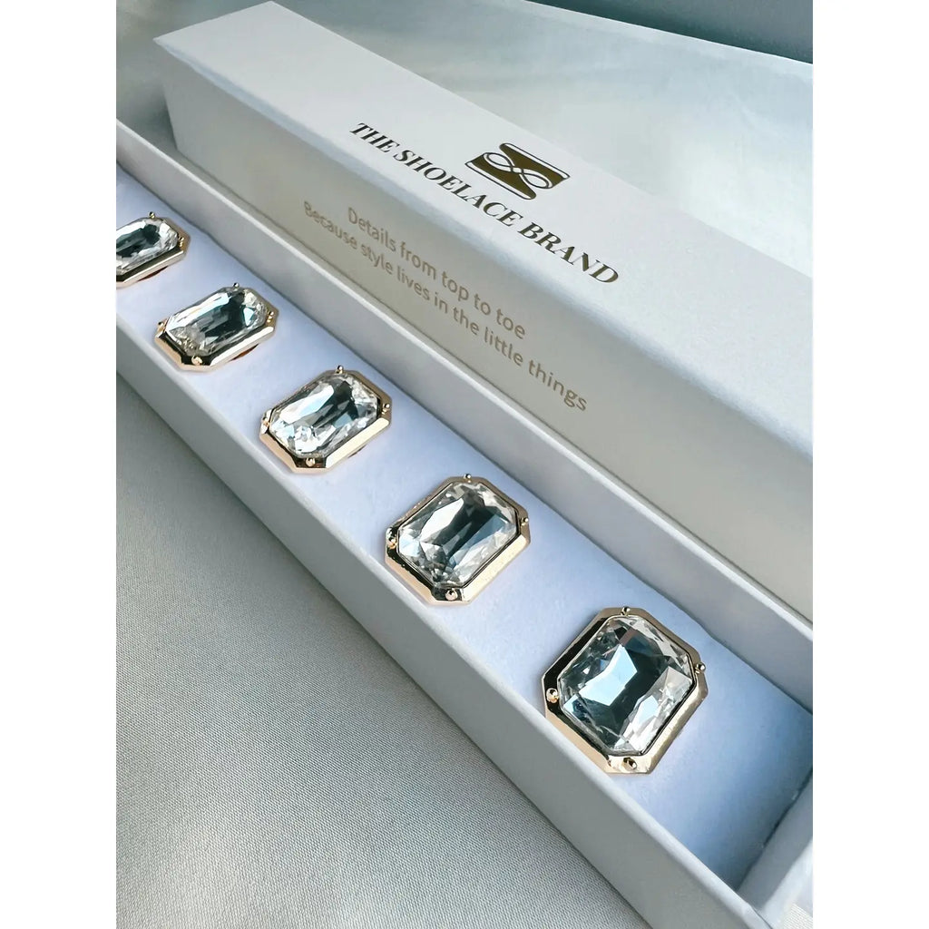 Emma — Bijou à clipser sur bouton, cristal rectangulaire