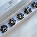 Isabelle — Bijou de bouton - Floral bleu marine