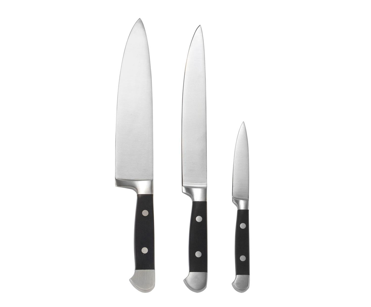 Set de 3 couteaux de cuisine en acier inoxydable