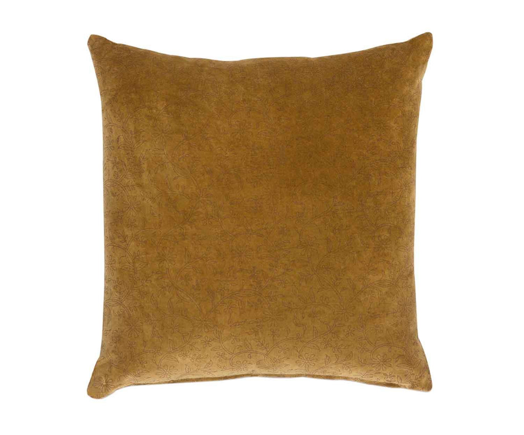 Coussin avec décoration florale - ocre