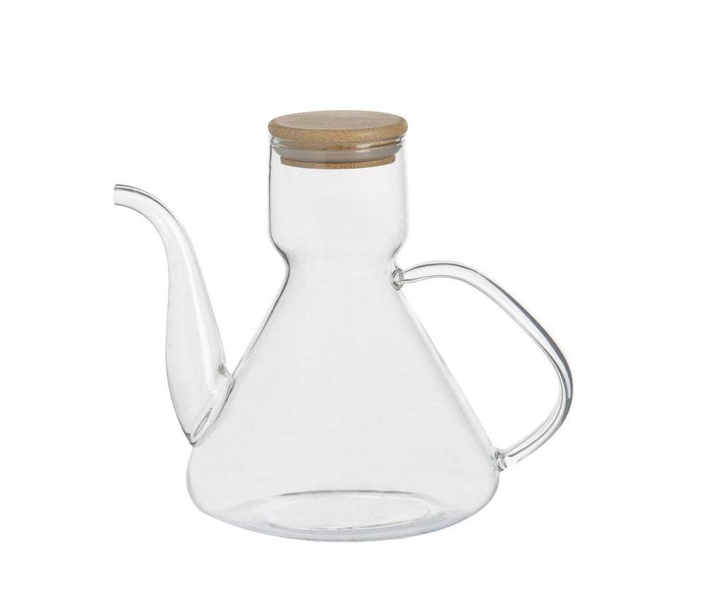 Huilier en verre borosilicaté avec couvercle en bambou – 500 ml