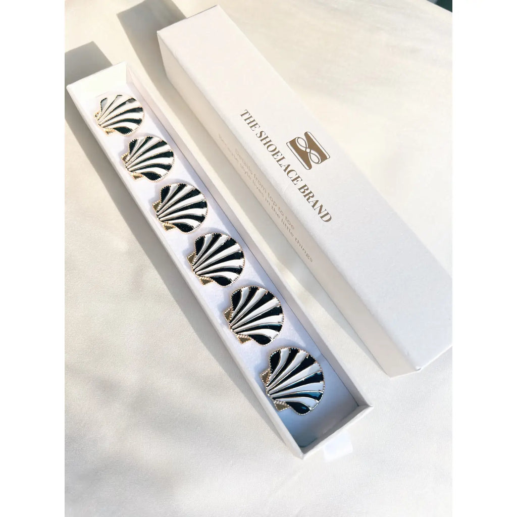 Linn - Bijou de bouton - Coquillage noir & blanc