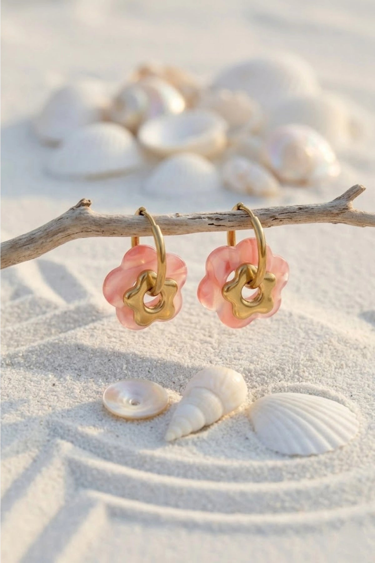 Boucles d’oreilles créoles Flower - plusieurs couleurs disponibles