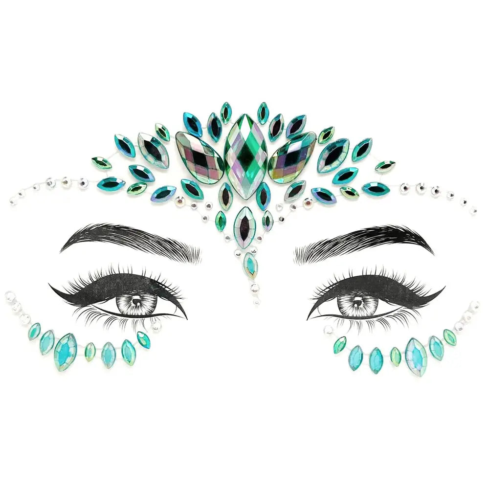 Strass autocollant - Gamme bleu et vert