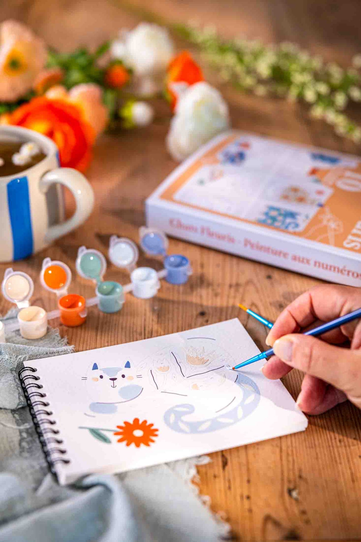 Peinture aux numéros « Chat fleuris » - A6