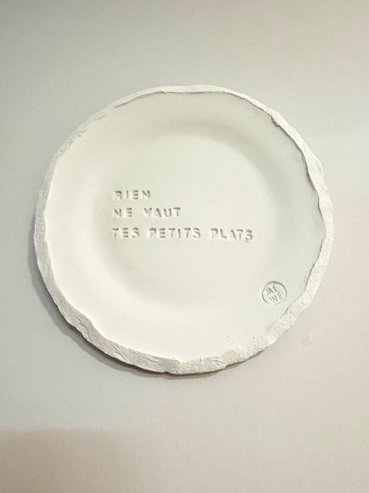 Assiette décorative en argile « Rien ne vaut tes petits plats » - à poser ou murale