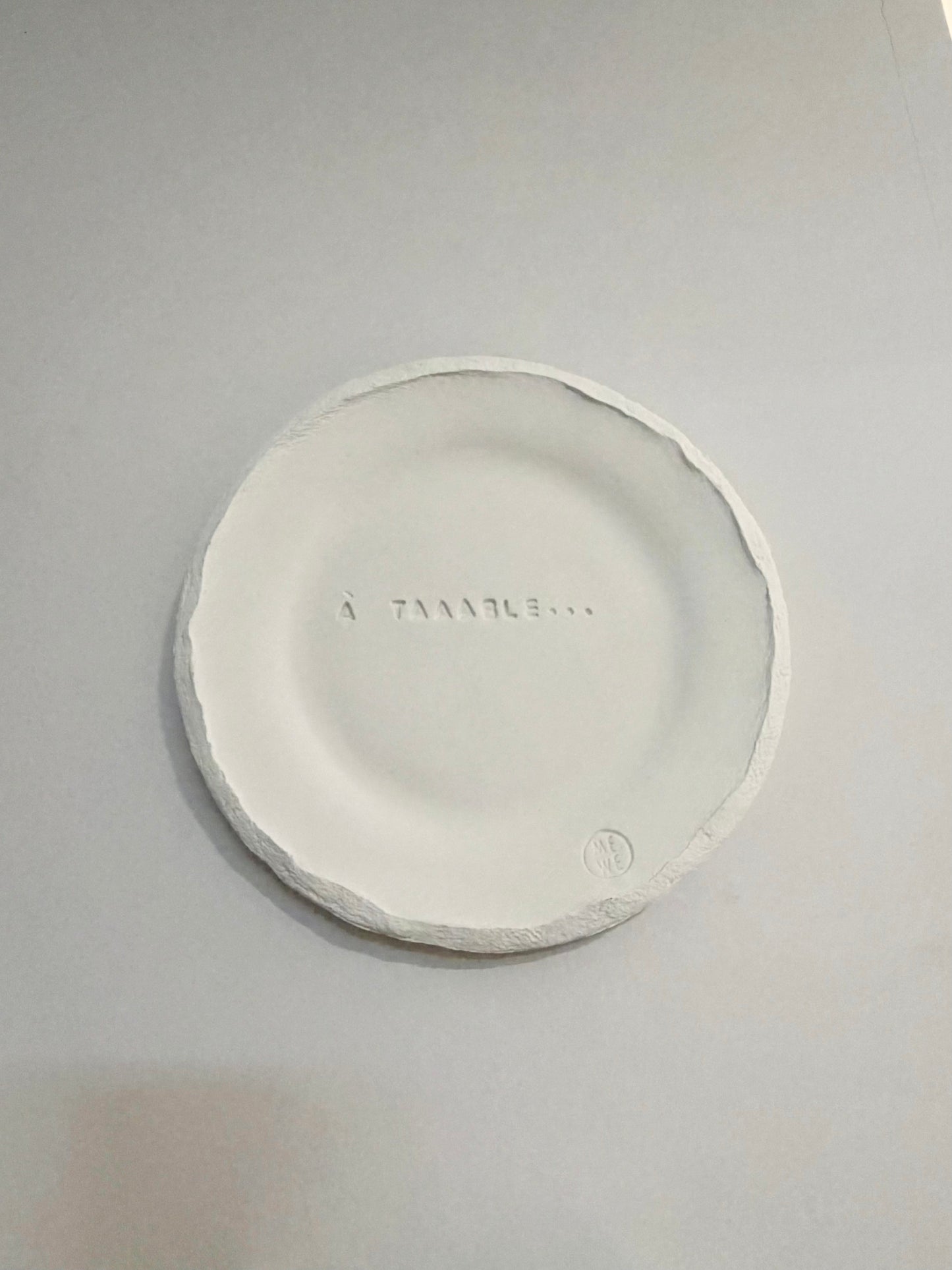 Assiette décorative en argile « À taaable… » - à poser ou murale
